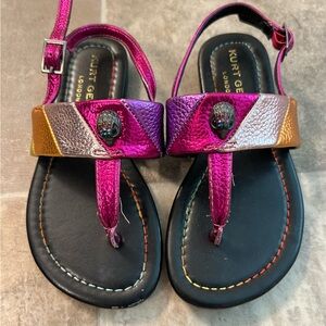 Kurt Geiger Pink and Purple Sandals with Heart Embellishment